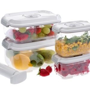 STATUS - Σετ μικρά δοχεία συντήρησης τροφίμων σε κενό αέρος με αντλία, 5 τμχ.Λευκό