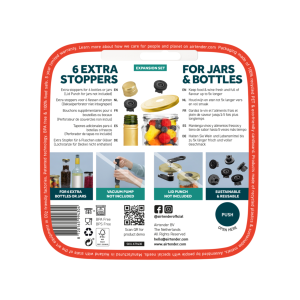 Airtender ,επιπλέον πώματα nanostopper, σετ 6 τεμ. - Image 6