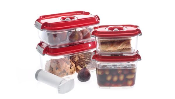 STATUS - Σετ μικρά δοχεία συντήρησης τροφίμων σε κενό αέρος με αντλία, 5 τμχ.Πορτοκαλί - Image 2