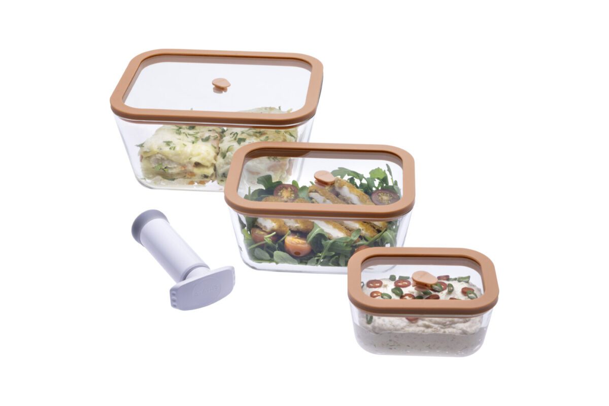 Status Viva Vacuum Container Set_salmon Status,Σετ γυάλινων δοχείων συντήρησης τροφίμων σε κενό αέρος με αντλία ,Viva,σομόν - Image 1