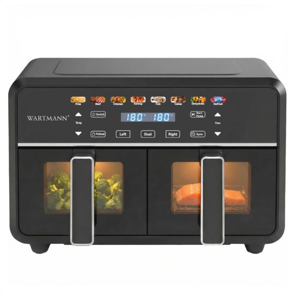 Wartmann WM-2511 AF – Αεροφριτέζα Υπέρυθρης Τεχνολογίας με Κεραμικό Διπλό Κάδο 11L - Image 2