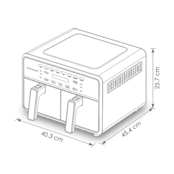Wartmann WM-2511 AF – Αεροφριτέζα Υπέρυθρης Τεχνολογίας με Κεραμικό Διπλό Κάδο 11L - Image 5