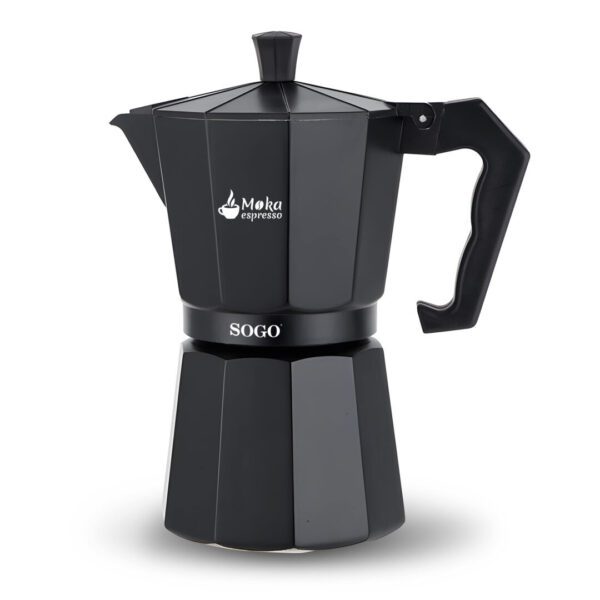 SOGO Mokaespresso – Καφετιέρα Moka 3 φλιτζανιών, μαύρη - Image 2